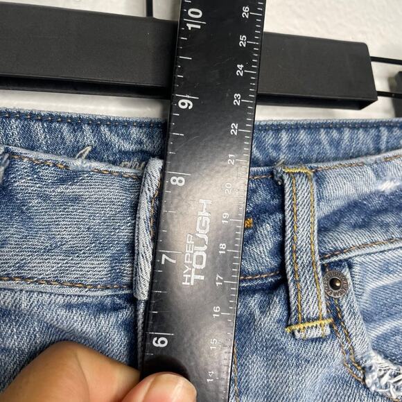 American Eagle Womens Bottoms Size 2 Denim Blue Medium Wash Distressed Shorts - Picture 6 of 13